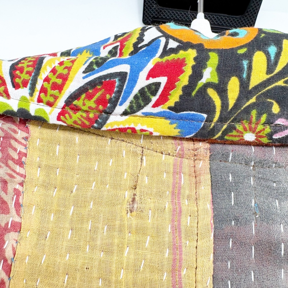 Kalakriti Womens Reversible Kantha Patchwork Boho Artisan Quilt Jacket Size XL - Picture 6 of 8